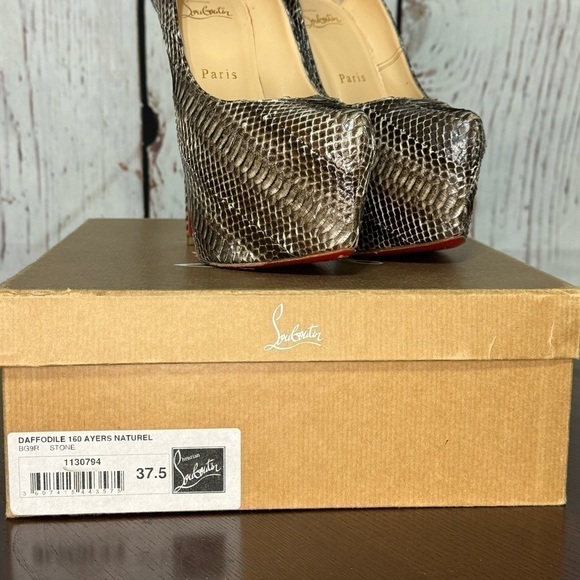 CHRISTIAN LOUBOUTIN Daffodile SnakeSkin Ayer’s women’s platform high heels 37.5 - Picture 11 of 16